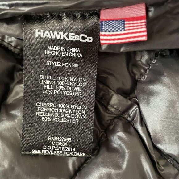 Hawke Co Sport Vest Men size Large Black Packable Down Filled Puffer Gradient - Picture 7 of 8